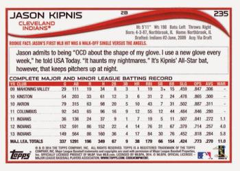 2014 Topps #235 Jason Kipnis Back