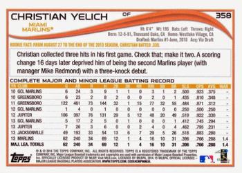 2014 Topps #358 Christian Yelich Back