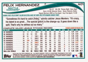 2014 Topps #401 Felix Hernandez Back