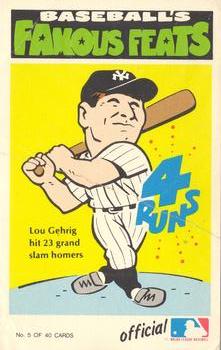 1973 Fleer Official Major League Patches - Famous Feats #5 Lou Gehrig Front