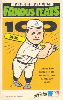 1973 Fleer Official Major League Patches - Famous Feats #16 Jimmie Foxx Front