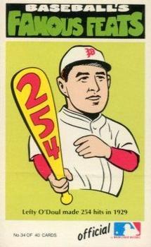 1973 Fleer Official Major League Patches - Famous Feats #34 Lefty O'Doul Front