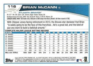 2013 Topps Mini #116 Brian McCann Back