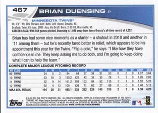 2013 Topps Mini #467 Brian Duensing Back