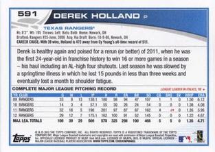 2013 Topps Mini #591 Derek Holland Back