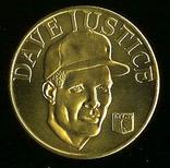1992 Bandai Sport Star Collector Coins #NNO Dave Justice Front