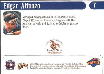 2001 Multi-Ad Brooklyn Cyclones #1 Edgar Alfonzo Back