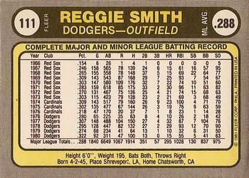 1981 Fleer #111 Reggie Smith Back