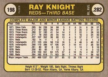 1981 Fleer #198 Ray Knight Back