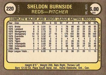 1981 Fleer #220 Sheldon Burnside Back