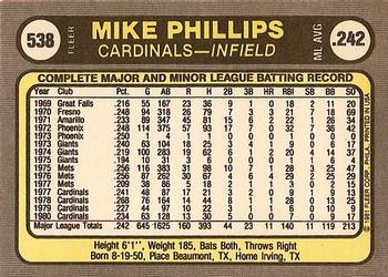 1981 Fleer #538 Mike Phillips Back