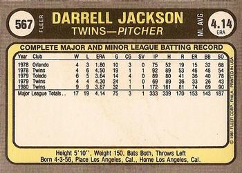 1981 Fleer #567 Darrell Jackson Back