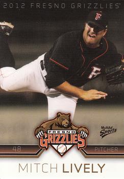 2012 MultiAd Fresno Grizzlies #15 Mitch Lively Front