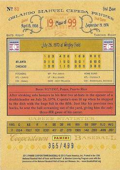 2013 Panini Cooperstown - Blue Crystal #81 Orlando Cepeda Back