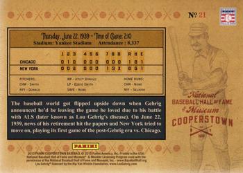 2013 Panini Cooperstown - Historic Tickets #21 Lou Gehrig Back