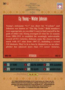 2013 Panini Cooperstown - Numbers Game #2 Cy Young / Walter Johnson Back