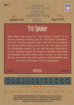 2013 Panini Cooperstown - Numbers Game #9 Tris Speaker Back