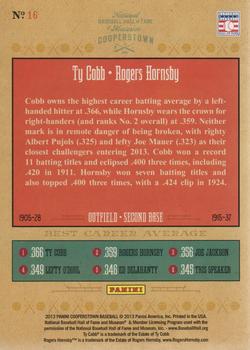 2013 Panini Cooperstown - Numbers Game #16 Ty Cobb / Rogers Hornsby Back