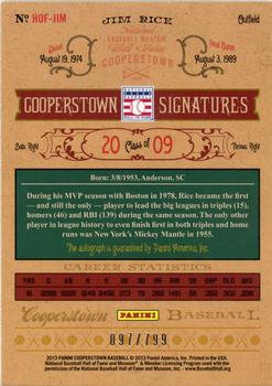 2013 Panini Cooperstown - Signatures #HOF-JIM Jim Rice Back