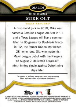 2013 Topps Tier One - On the Rise Autographs #ORA-MO2 Mike Olt Back