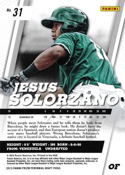 2013 Panini Prizm Perennial Draft Picks #31 Jesus Solorzano Back