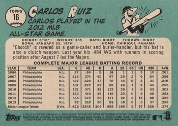 2014 Topps Heritage #16 Carlos Ruiz Back