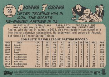 2014 Topps Heritage #96 Andres Torres Back