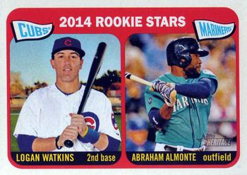 2014 Topps Heritage #166 Cubs/Mariners Rookie Stars (Abraham Almonte / Logan Watkins) Front