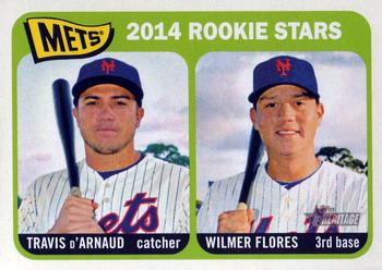 2014 Topps Heritage #308 Mets Rookie Stars (Travis d'Arnaud / Wilmer Flores) Front