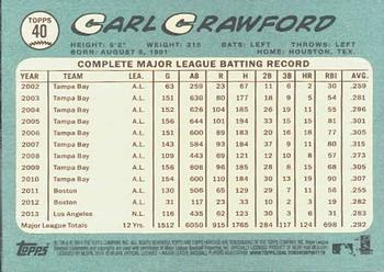 2014 Topps Heritage #40 Carl Crawford Back