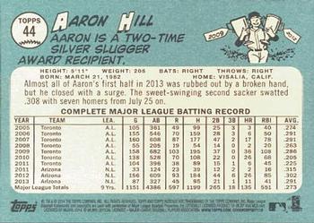 2014 Topps Heritage #44 Aaron Hill Back