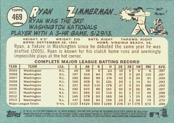 2014 Topps Heritage #469 Ryan Zimmerman Back