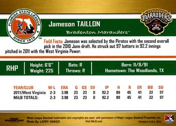2012 Grandstand Florida State League Top Prospects #NNO Jameson Taillon Back