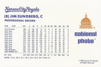 1986 National Photo Kansas City Royals #NNO Jim Sundberg Back