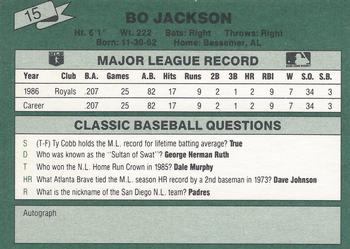 1987 Classic #15 Bo Jackson Back