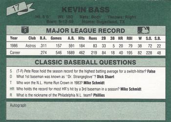 1987 Classic #17 Kevin Bass Back