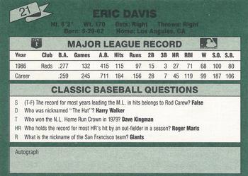 1987 Classic #21 Eric Davis Back