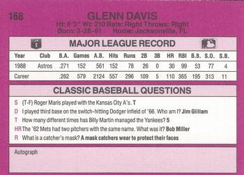 1989 Classic #168 Glenn Davis Back