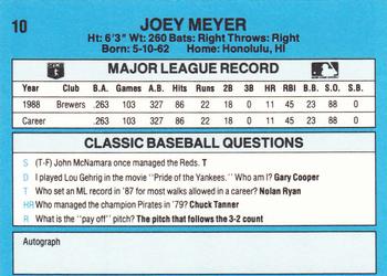 1989 Classic #10 Joey Meyer Back