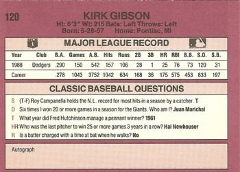 1989 Classic #120 Kirk Gibson Back