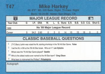 1990 Classic Yellow #T47 Mike Harkey Back
