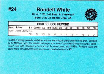 1990 Classic Draft Picks #24 Rondell White  Back