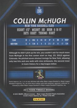 2013 Pinnacle - Artist Proof #196 Collin McHugh Back