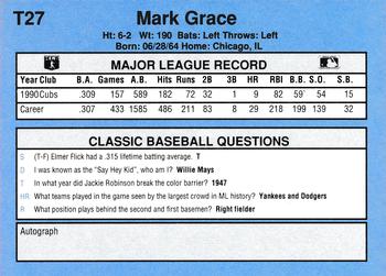 1991 Classic I #T27 Mark Grace Back