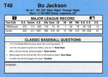 1991 Classic I #T48 Bo Jackson Back