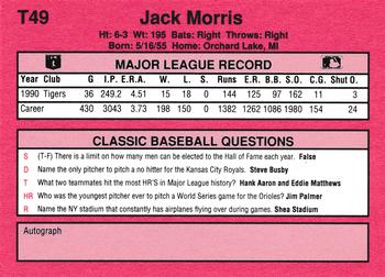 1991 Classic II #T49 Jack Morris Back