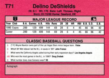 1991 Classic II #T71 Delino DeShields Back