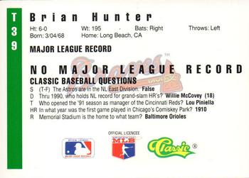 1991 Classic III #T39 Brian Hunter Back