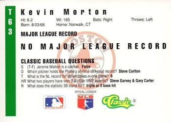 1991 Classic III #T63 Kevin Morton Back