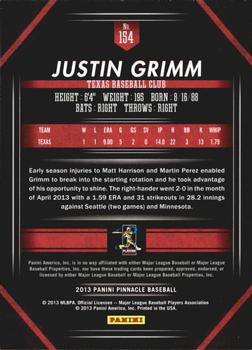 2013 Pinnacle - Museum Collection #154 Justin Grimm Back
